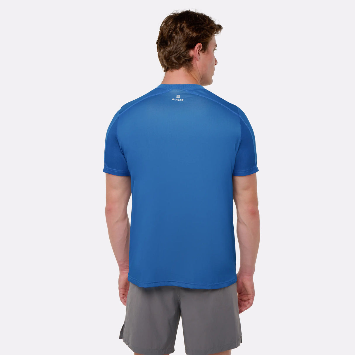 T-shirt rafraîchissant sport bleu de dos pour homme