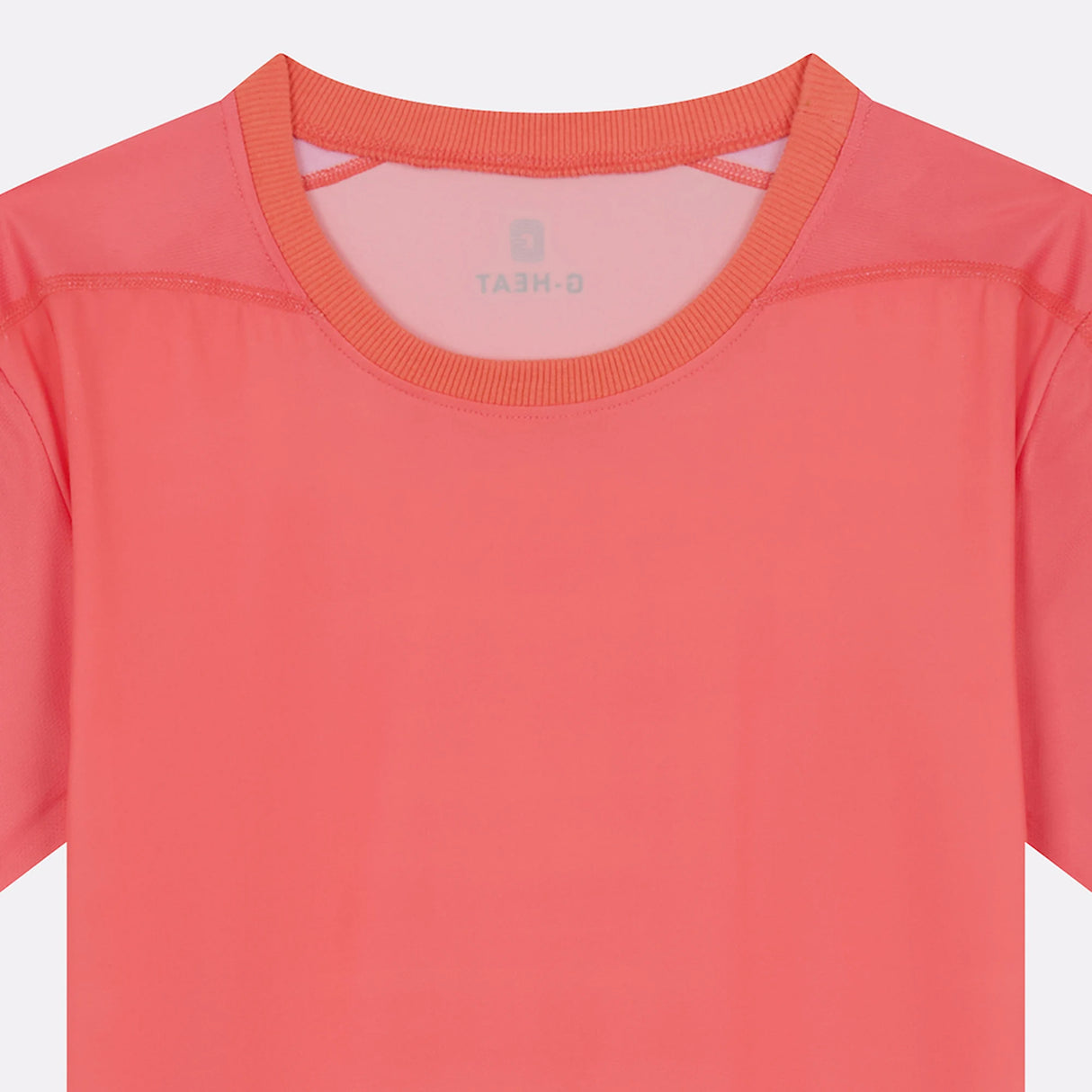 T-shirt rafraîchissant sport corail pour femme de face zoom col