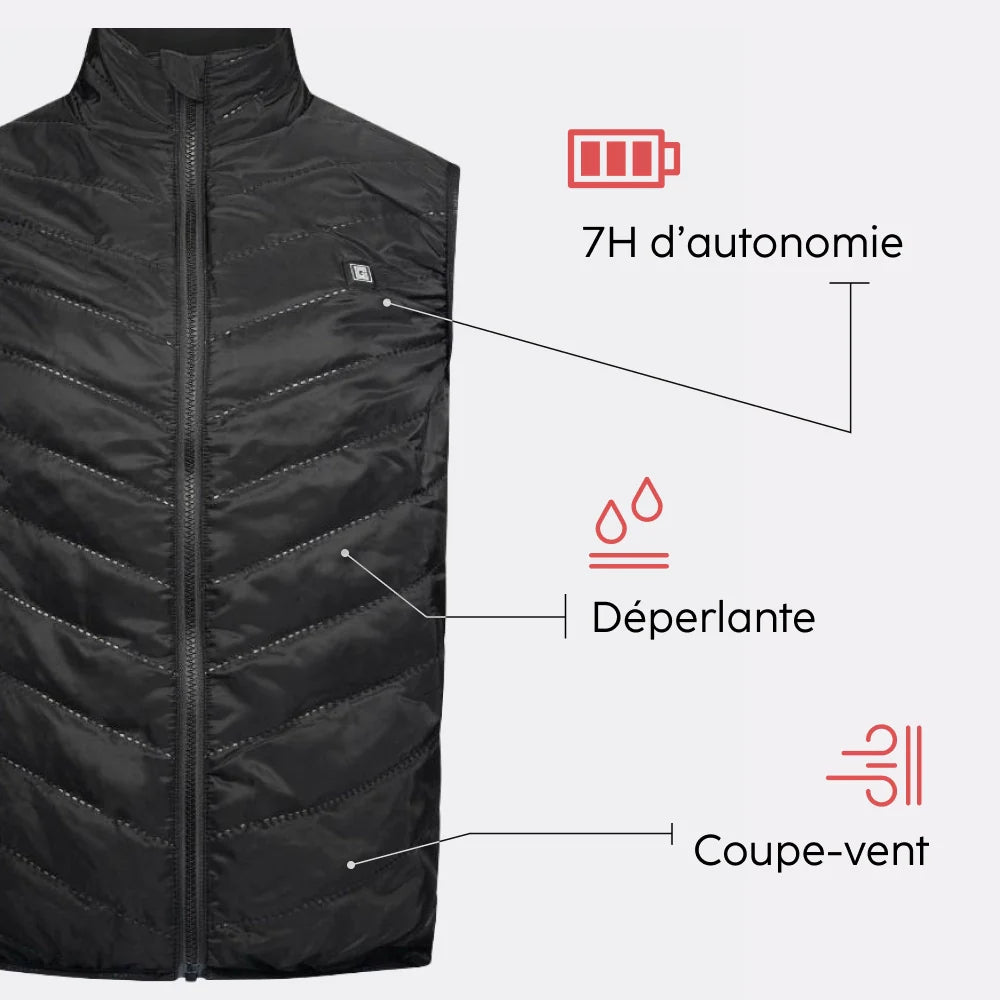 Veste chauffante sans manches avec batterie