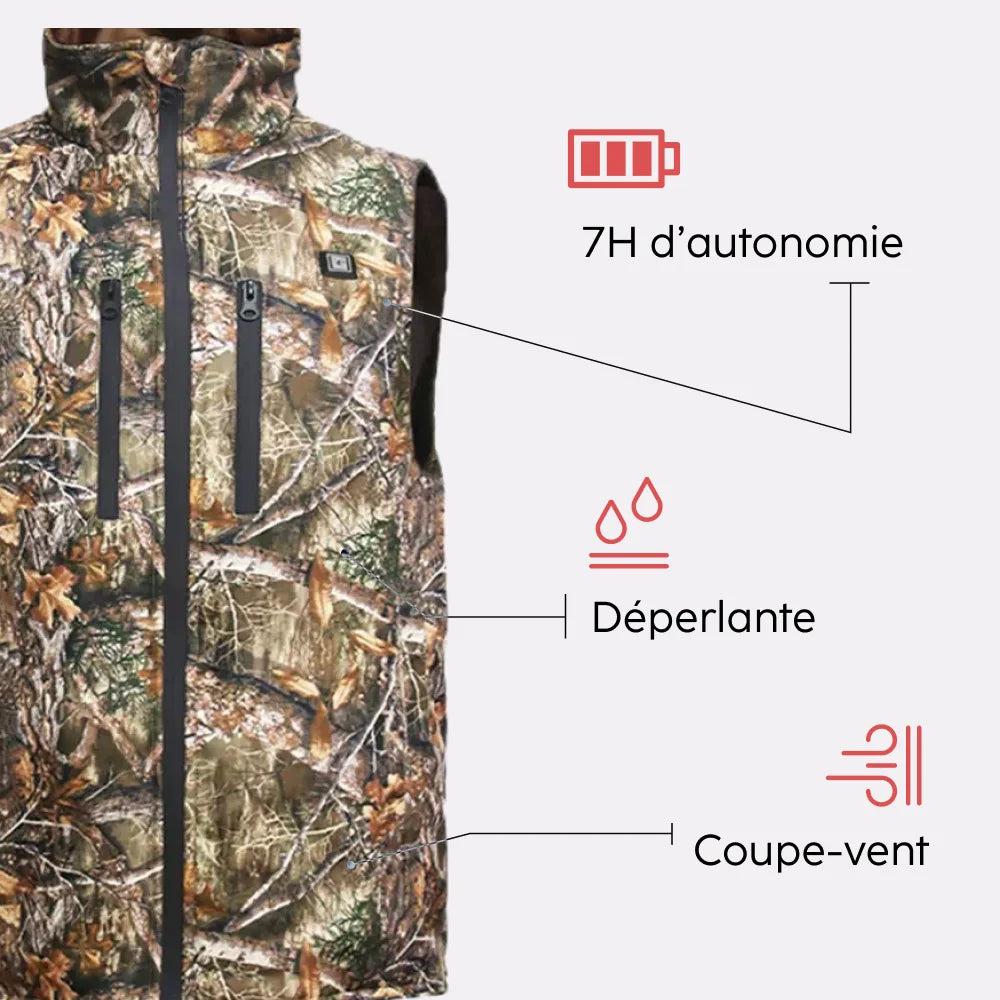 Gilet chauffant camouflage avec batterie