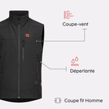 Gilet chauffant sans manches SOFTSHELL homme avec batterie
