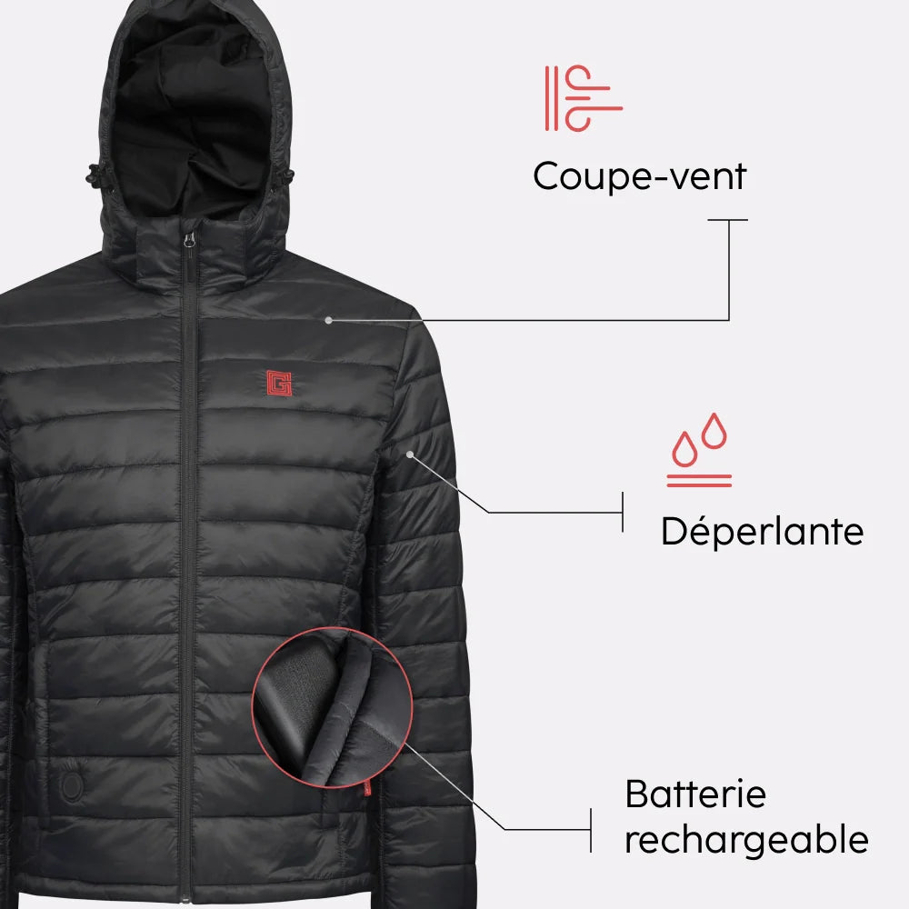 Doudoune chauffante à capuche EVO avec batterie