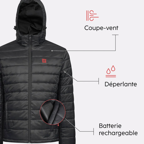 Doudoune chauffante à capuche EVO avec batterie