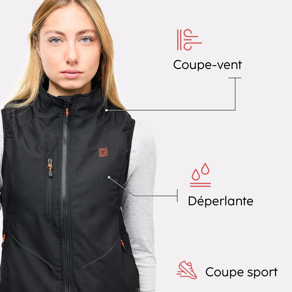 Gilet chauffant sport Femme avec batterie