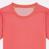 T-shirt rafraîchissant sport corail pour femme de face zoom col