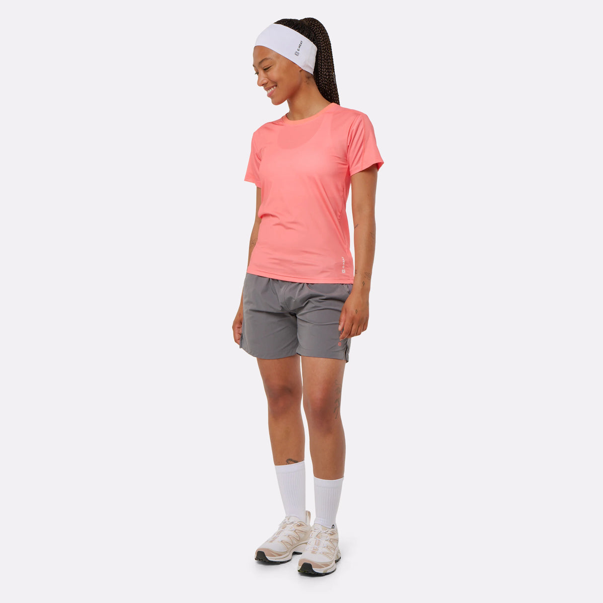 T-shirt rafraîchissant sport corail pour femme de face