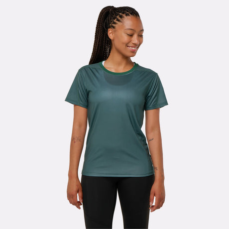 T-shirt rafraîchissant sport vert pour femme de face