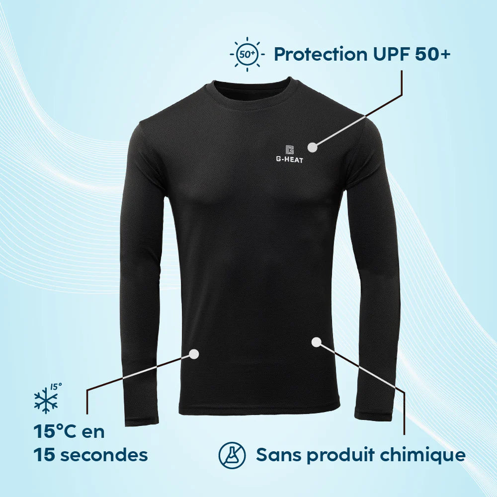 T-shirt rafraîchissant manches longues Anti UV Homme ORANGE